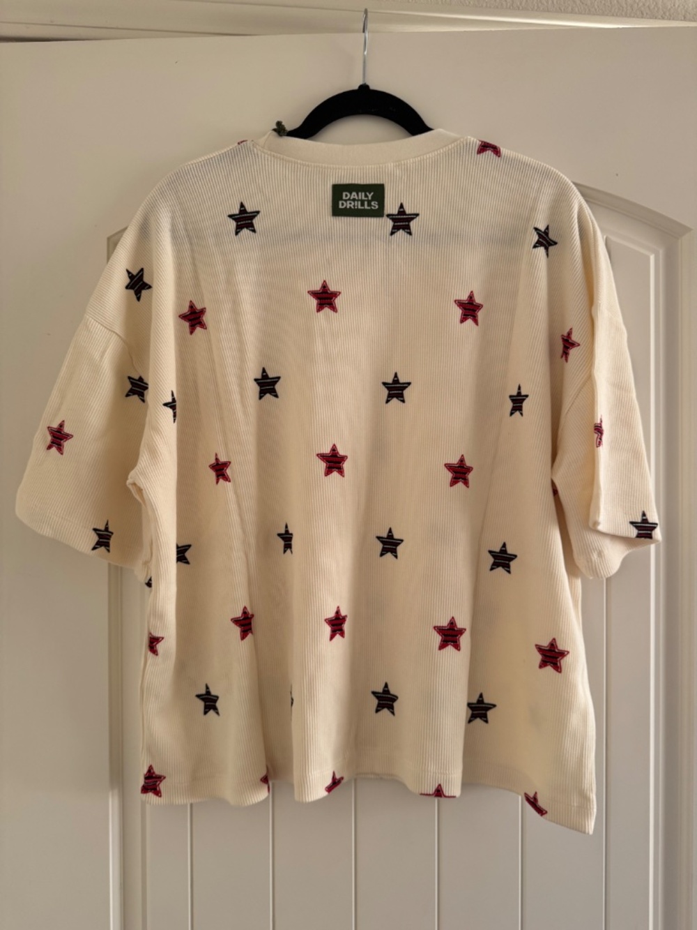 Daily Drills Thermal Sleep Set Cream Stars Micro SHIRT TOP ONLY XS/S NWT Pajama - Picture 3 of 5